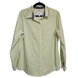 Green White Gingham Button Up Charter Club Shirt Shop Relaxed Fit Wmn 18 Cotton